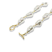 Abstract Pearl Necklace with Gold Accents