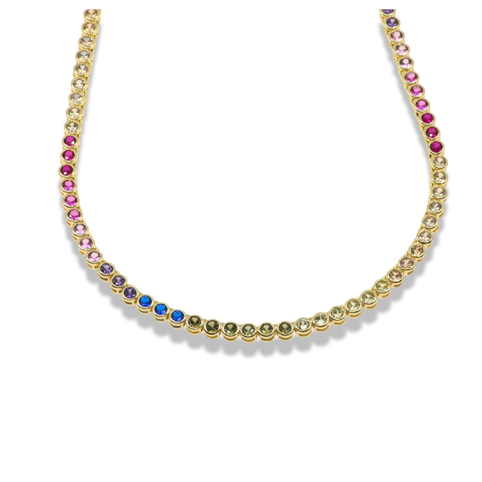 Multicolor Round CZ Tennis Necklace