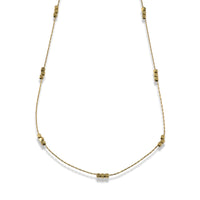 Gold Triple Cube Station Necklace in Stainless Steel