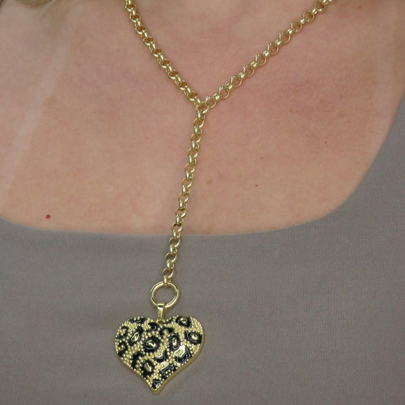 Large Leopard Print Heart Pendant