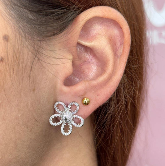 FLOR PAVE SLV EARRING