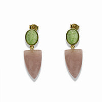 14k Gold Filled Oval Natural Gemstone Shield Drop Earrings