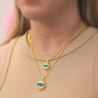Gold Evil Eye Pendant Beaded Necklace