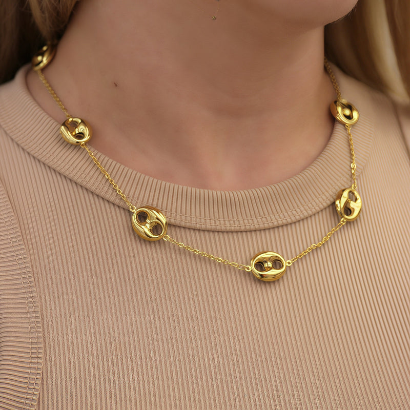 Gold Coffe bean  Necklace in Stainless Steel