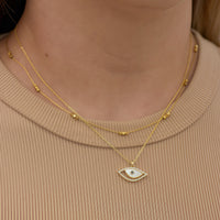 Evil Eye Pendant Necklace with Mother of Pearl and Pavé Accents