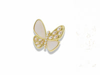 Gold Butterfly Statement Ring with Mother of Pearl Details