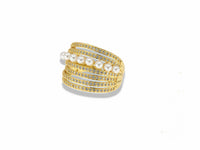 Multi-Row Pavé Ring with Mini Pearl Details