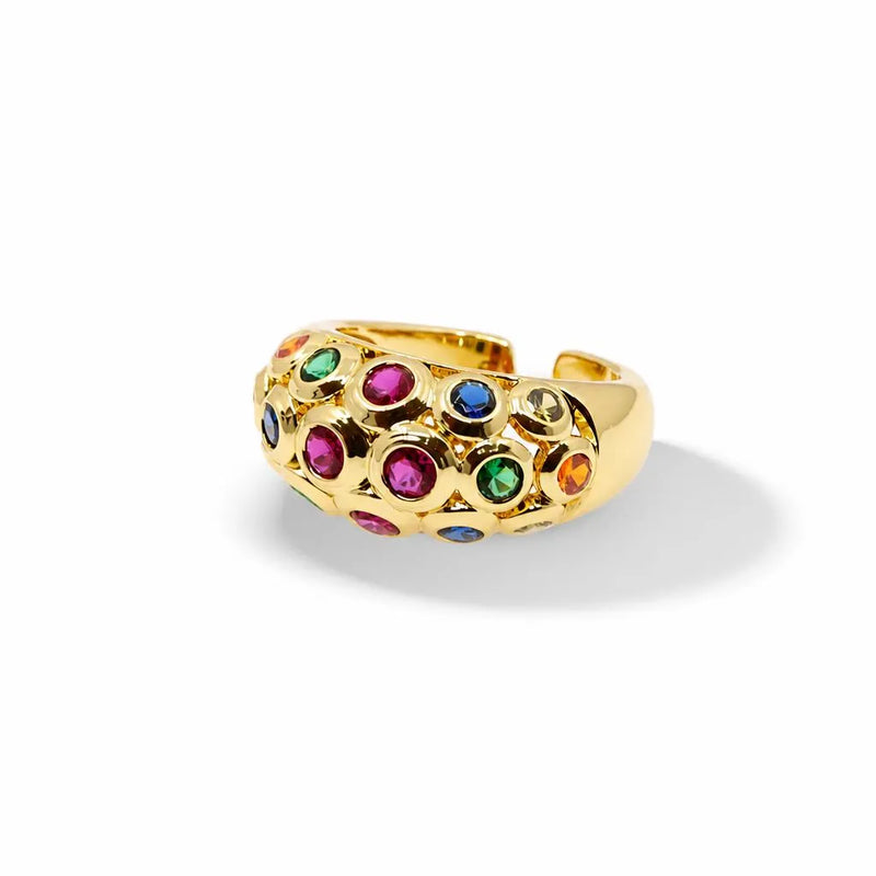 Multi-Bezel Zirconia Adjustable Band Ring