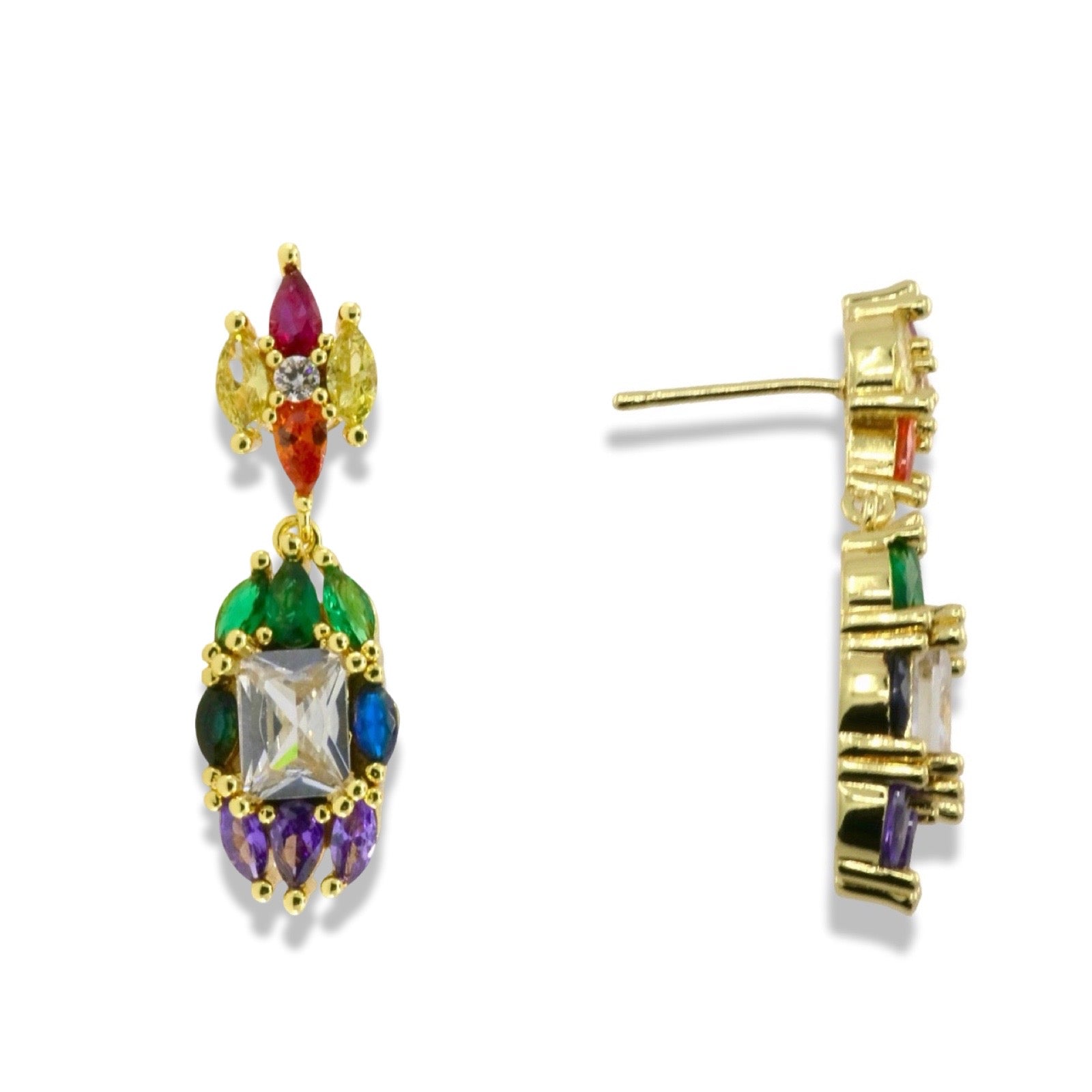 Rainbow Crystal Drop Earrings