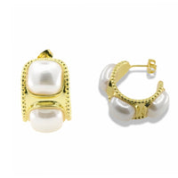 Modern Chunky Pearl Hoop Earrings