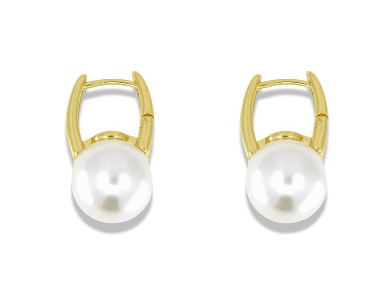 Pearl Drop Huggie Earrings