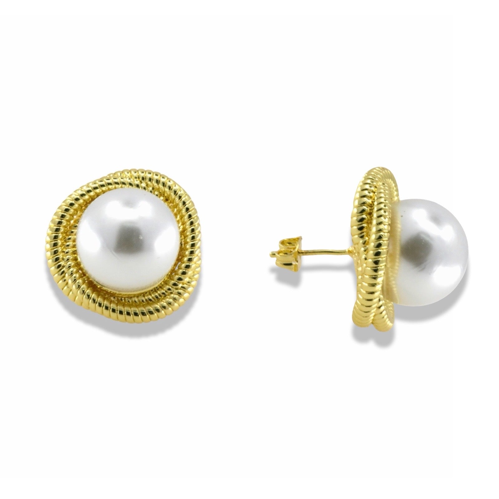 Vintage Gold & Pearl Statement Earrings