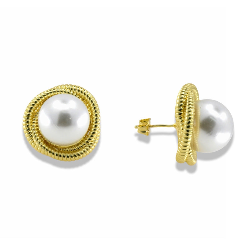Vintage Gold & Pearl Statement Earrings