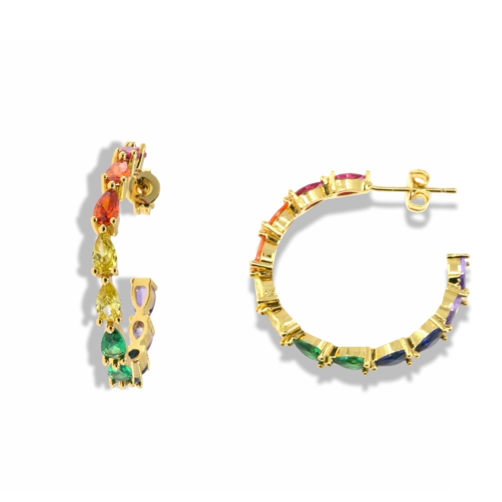 Multicolor CZ Statement Hoops