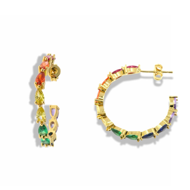 Multicolor CZ Statement Hoops