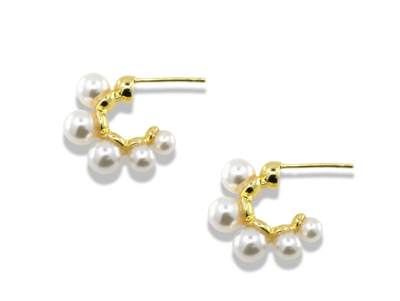 14K Gold Filled Pearl Ear Cuff Huggie Earrings