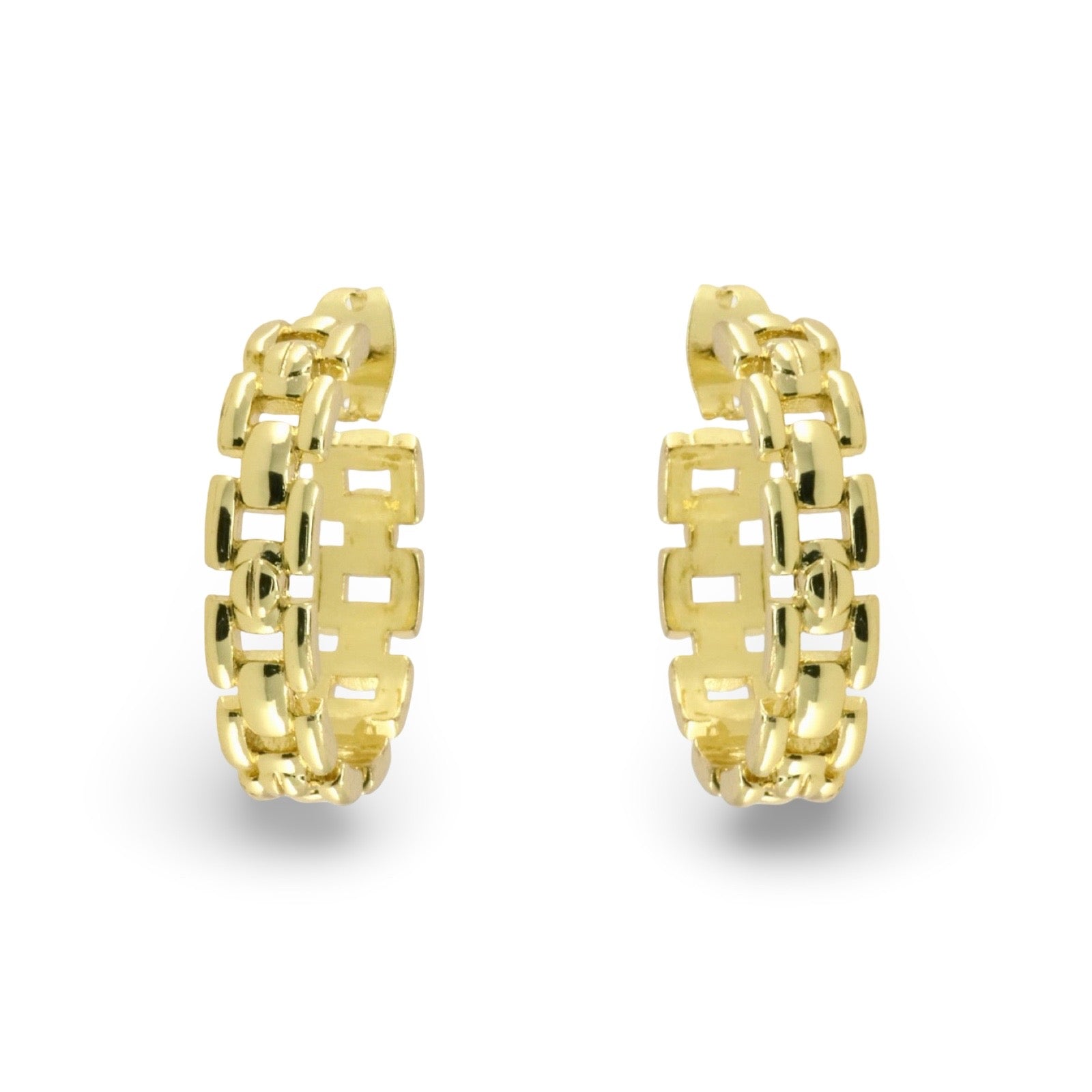 Woven Link Huggie Earrings