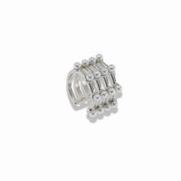 Four Row Pearl Ear Cuff – Silver Tone