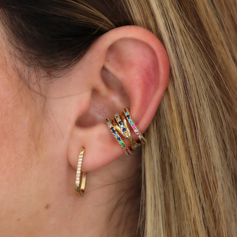 Multicolor Pavé X Ear Cuff