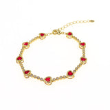 HEART & ZIRCONIA BEAD LINK BRACELET