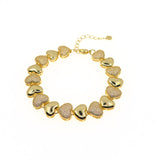 GOLD HEART LINK BRACELET WHIT MINI ZIRCONIA