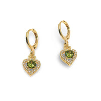 MINI HUGGIE EARRING - HEART ZIRCONIA CHARM