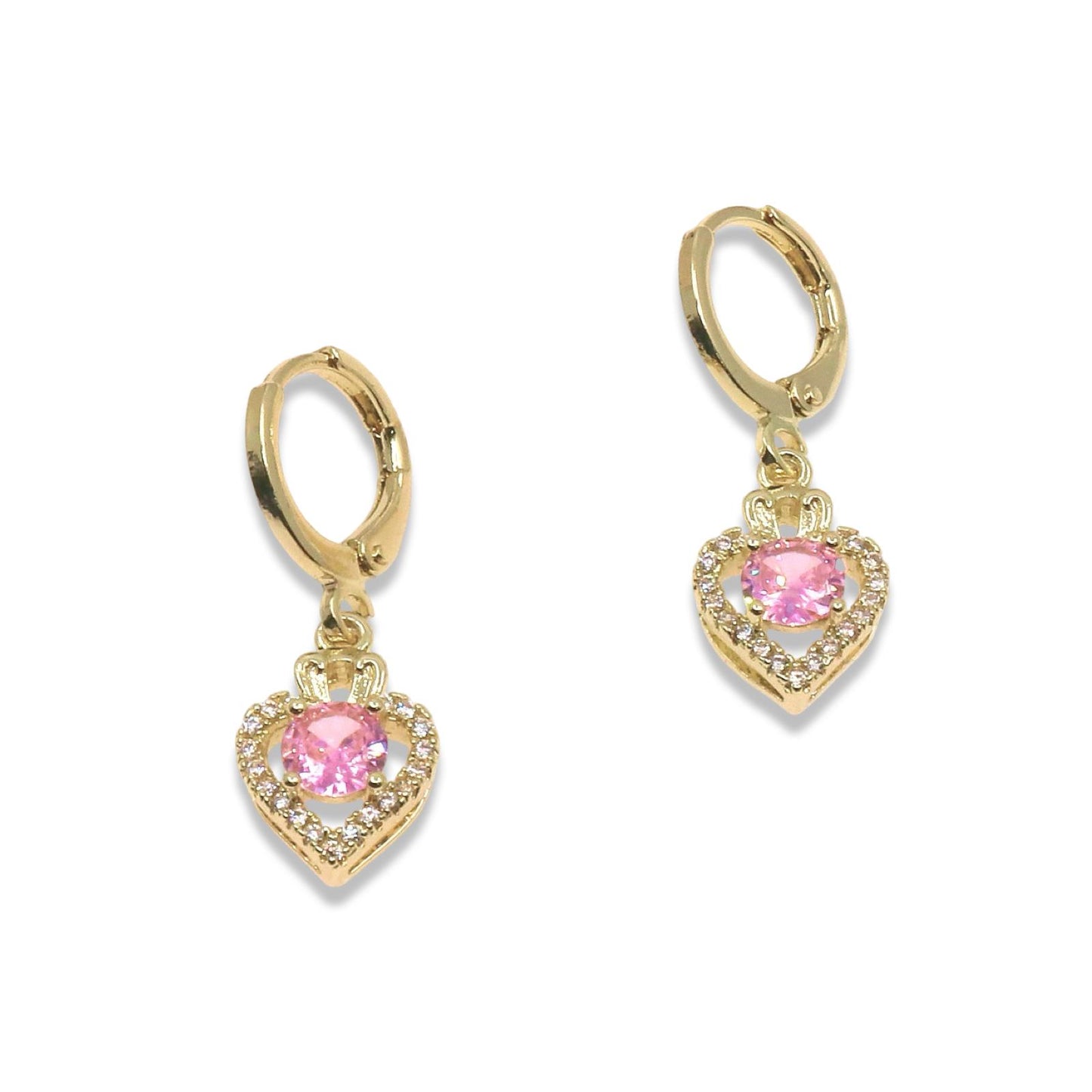 MINI HUGGIE EARRING - HEART ZIRCONIA CHARM