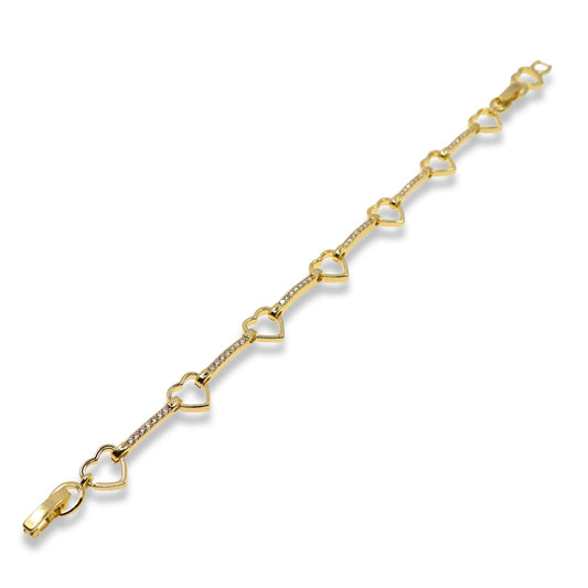 HEART & ZIRCONIA BAR LINK BRACELET