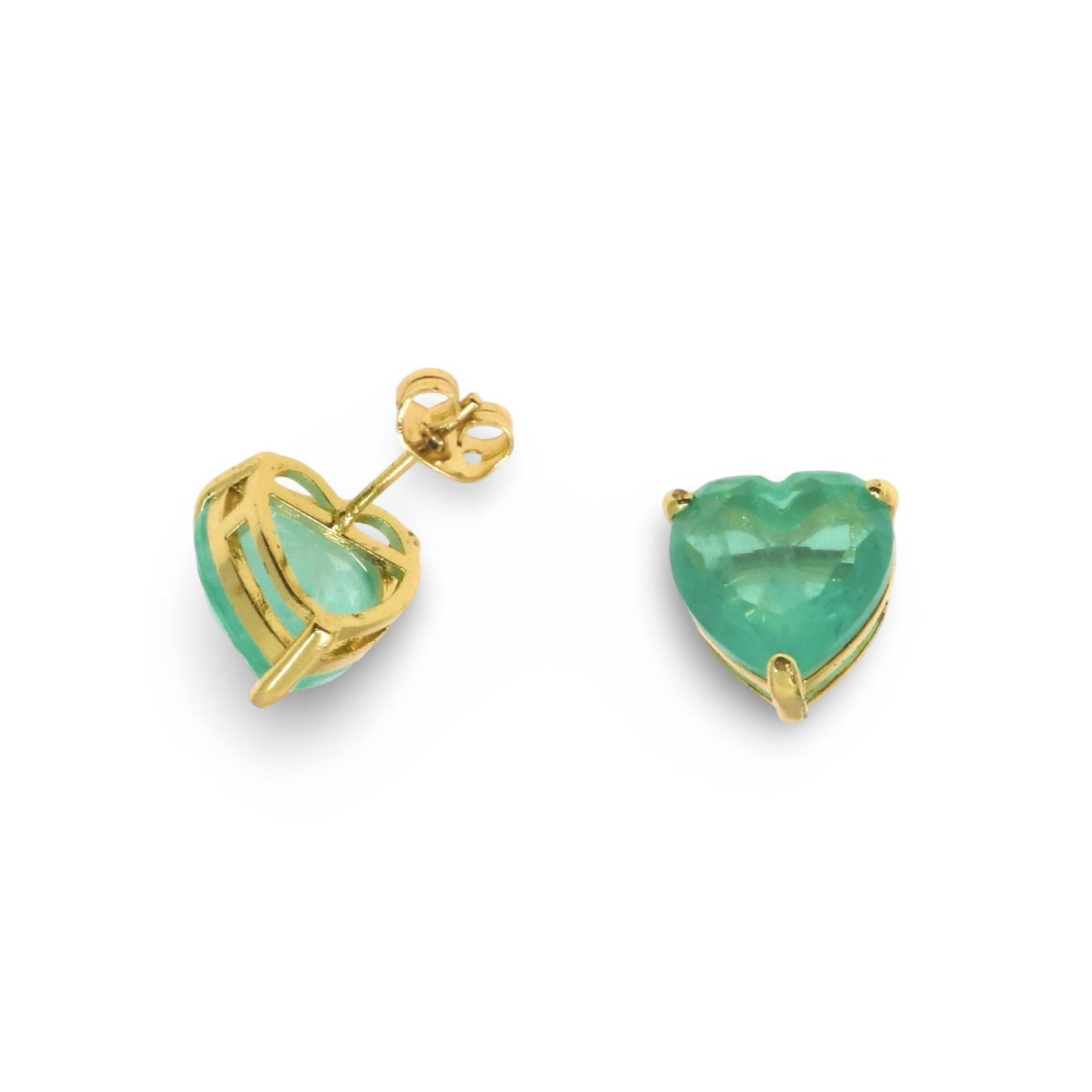 HEART SHAPED COLOR ZIRCONIA STUD EARRINGS