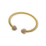 RIGID ROPE CUFF BRACELET WITH CUBIC ZIRCONIA HEART