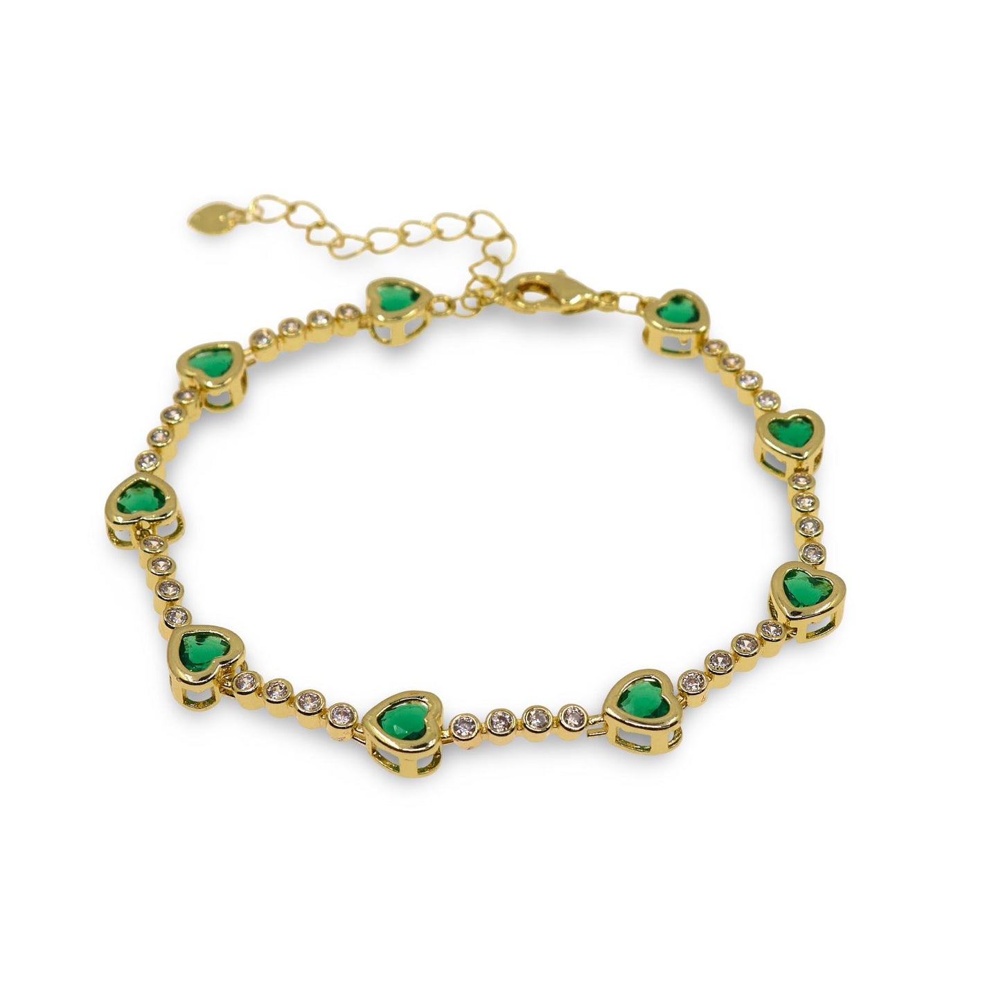 HEART & ZIRCONIA BEAD LINK BRACELET