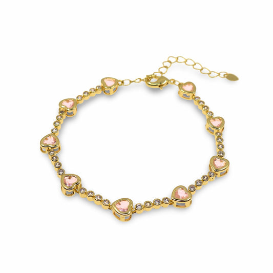 HEART & ZIRCONIA BEAD LINK BRACELET