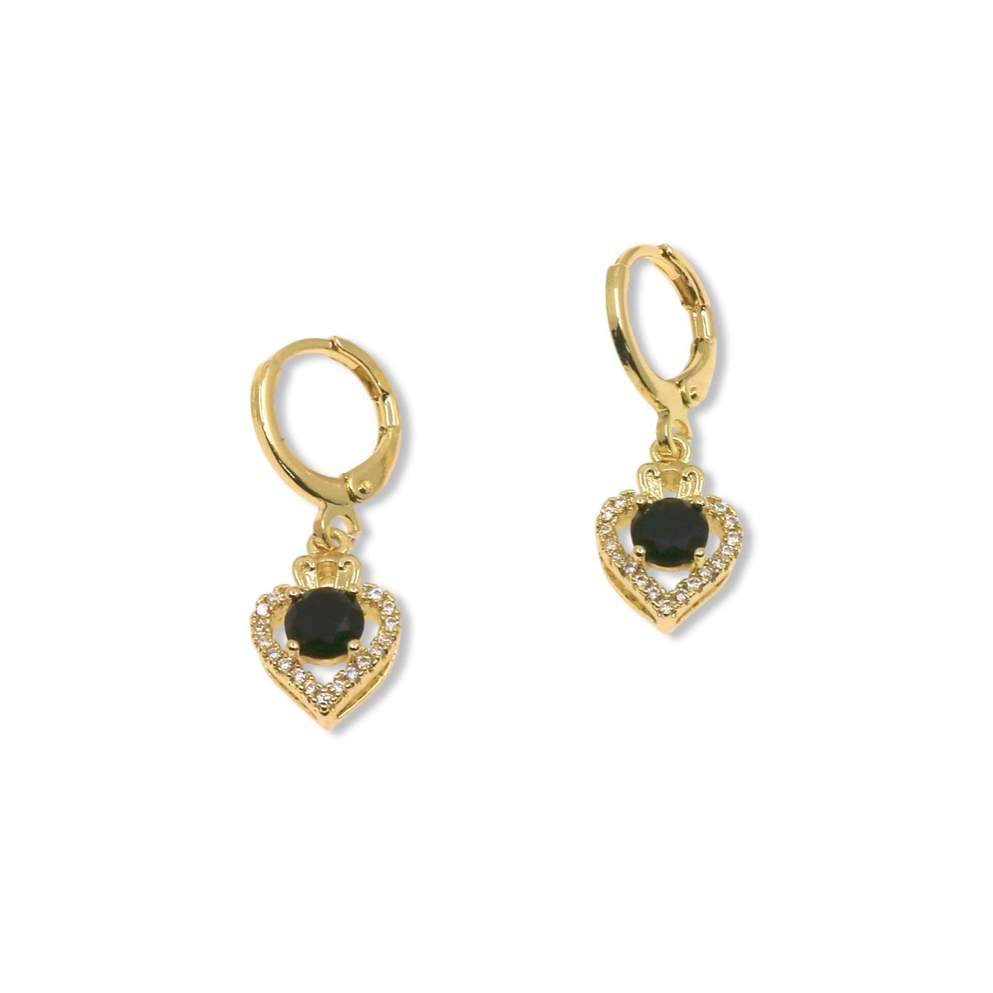 MINI HUGGIE EARRING - HEART ZIRCONIA CHARM