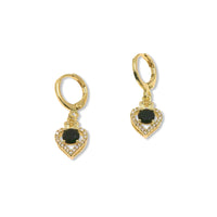 MINI HUGGIE EARRING - HEART ZIRCONIA CHARM
