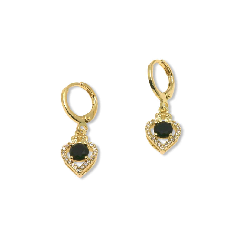 MINI HUGGIE EARRING - HEART ZIRCONIA CHARM