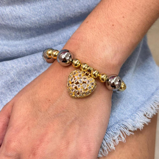 LOVE BEADS 2 TONE BRACELET