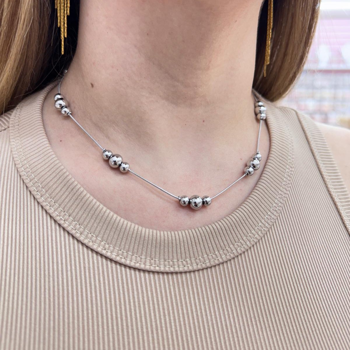 BEADS CHAIN GLD & SLV