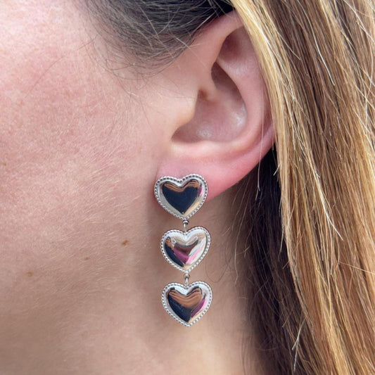 3 HEART LONG EARRING