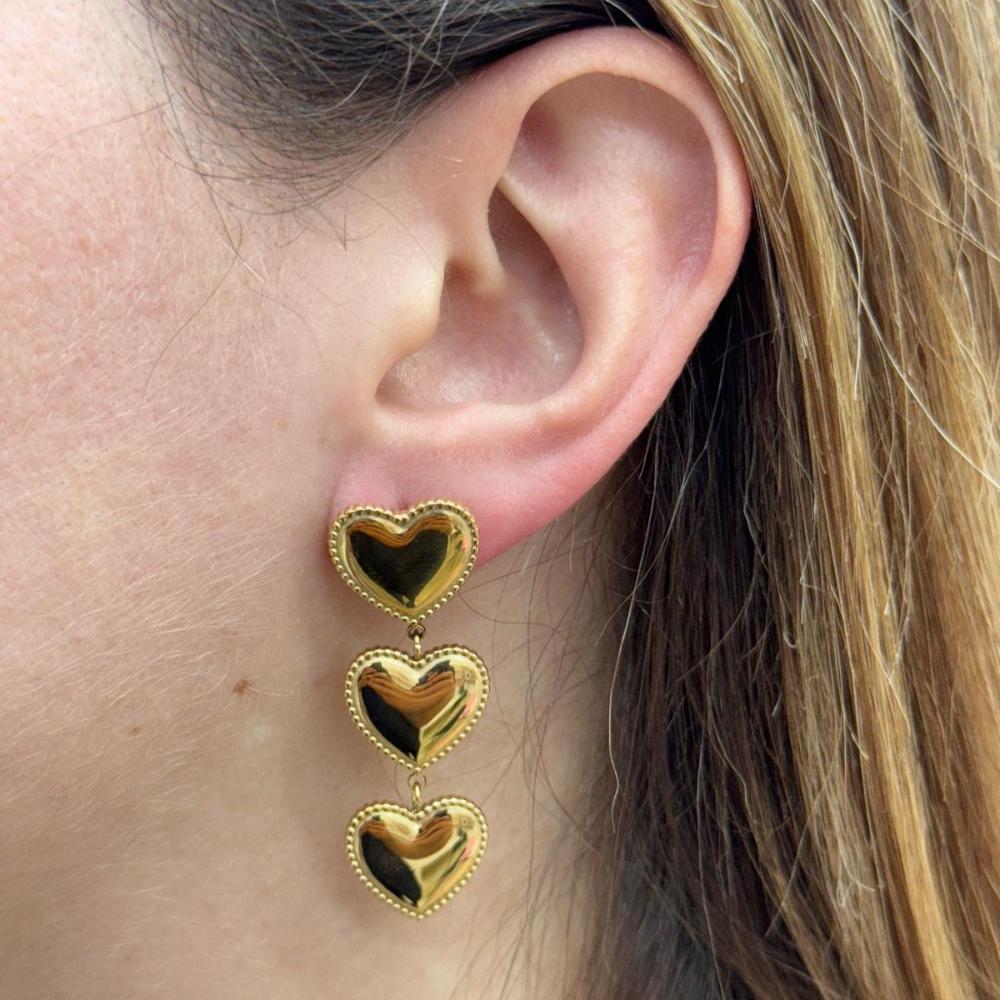3 HEART LONG EARRING