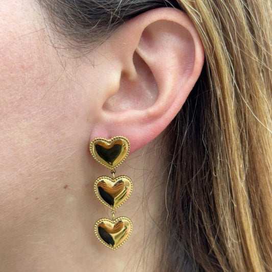 3 HEART LONG EARRING