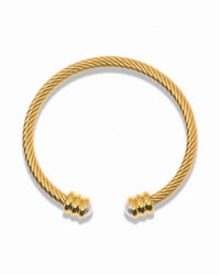 PEARL TIP CABLE BRACELET - OPEN CUFF GOLD & TWO TONE DESIGN