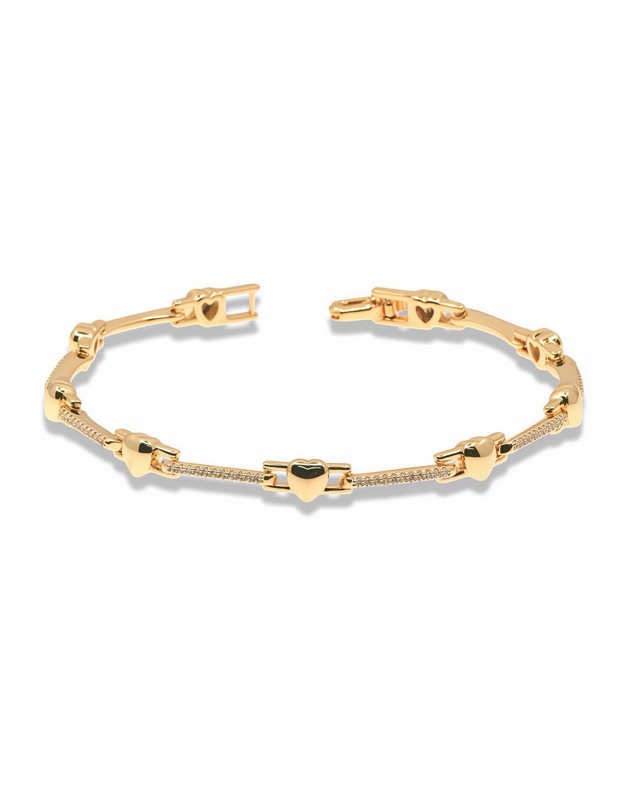 DAINTY GOLD HEART BAR BRACELET FOR WOMAN