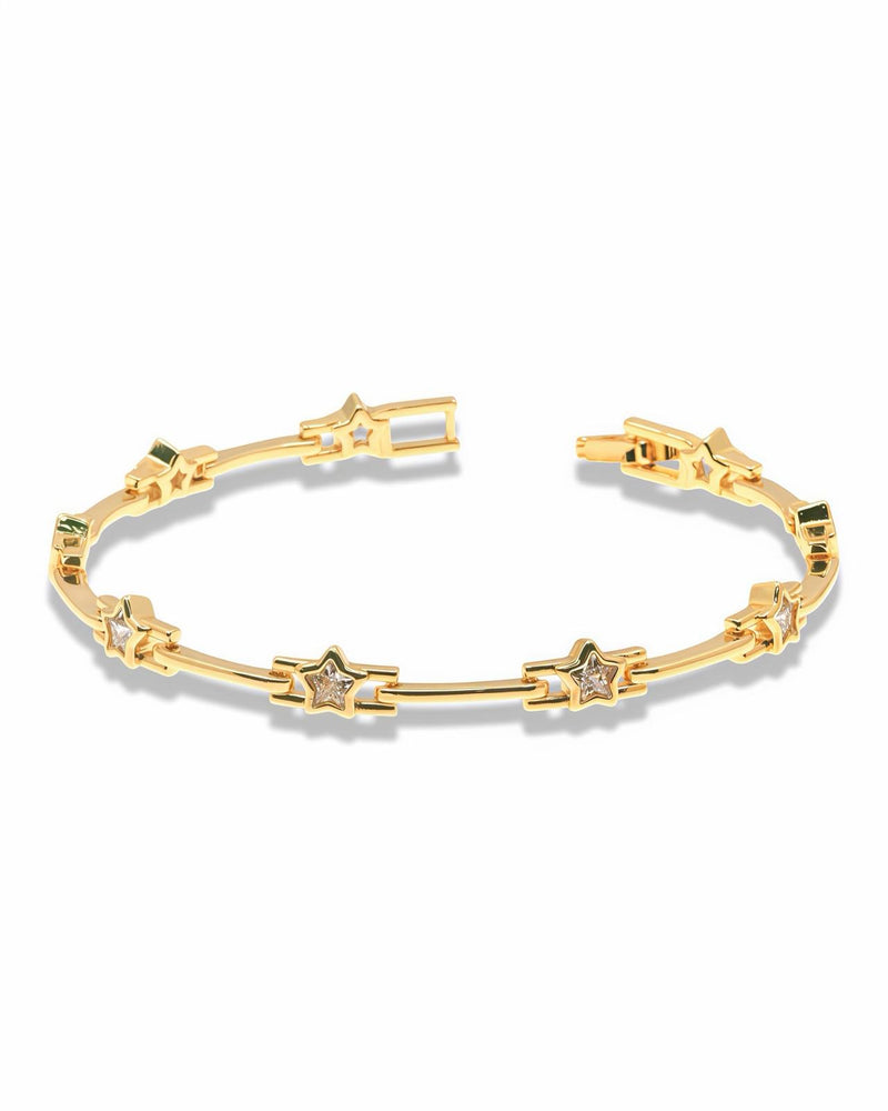 DAINTY STAR STATION CHAIN BRACELET - GOLD & SILVER