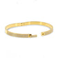 OPEN BANGLE BRACELET WITH ZIRCONIA TOP & FRONT CLASP CLOSURE - GOLD & SILVER