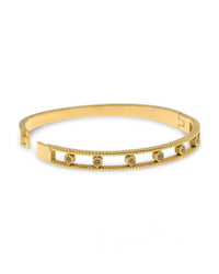 LINEAR TEXTURED CRYTAL GOLD BANGLE BRACELET