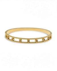 LINEAR TEXTURED CRYTAL GOLD BANGLE BRACELET
