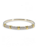 TWO-TONE PAVE CZ X BANGLE BRACELET