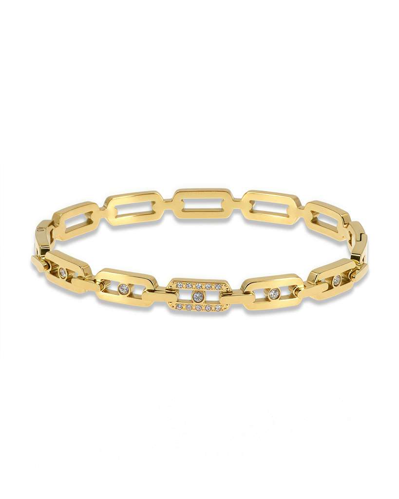 FLAT LINK BANGLE WITH CRYSTAL DETAIL