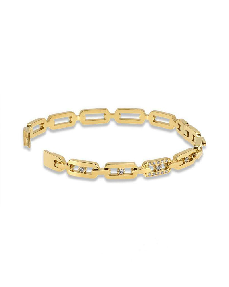 FLAT LINK BANGLE WITH CRYSTAL DETAIL