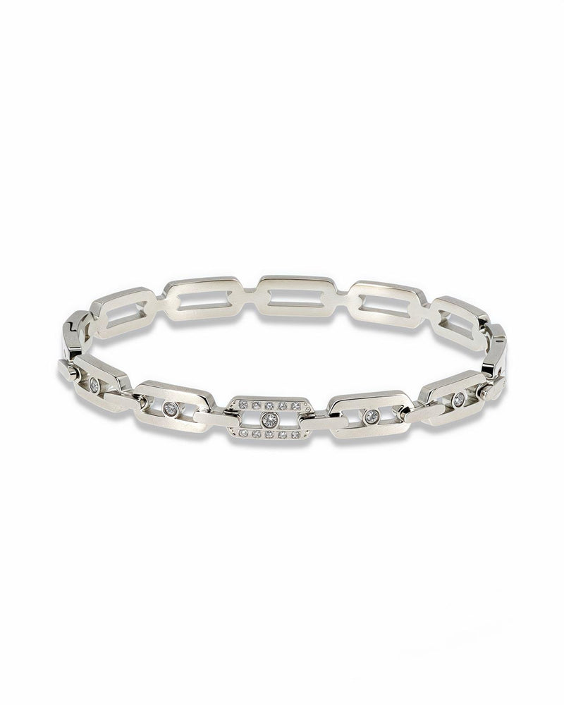 Flat link bangle with crystal detail